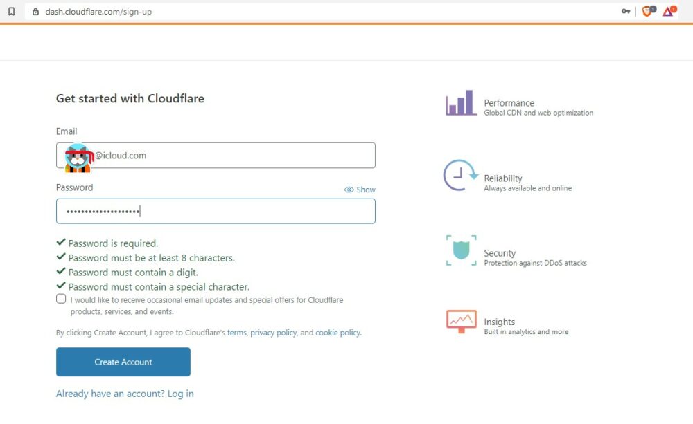 Registro Cloudflare 2